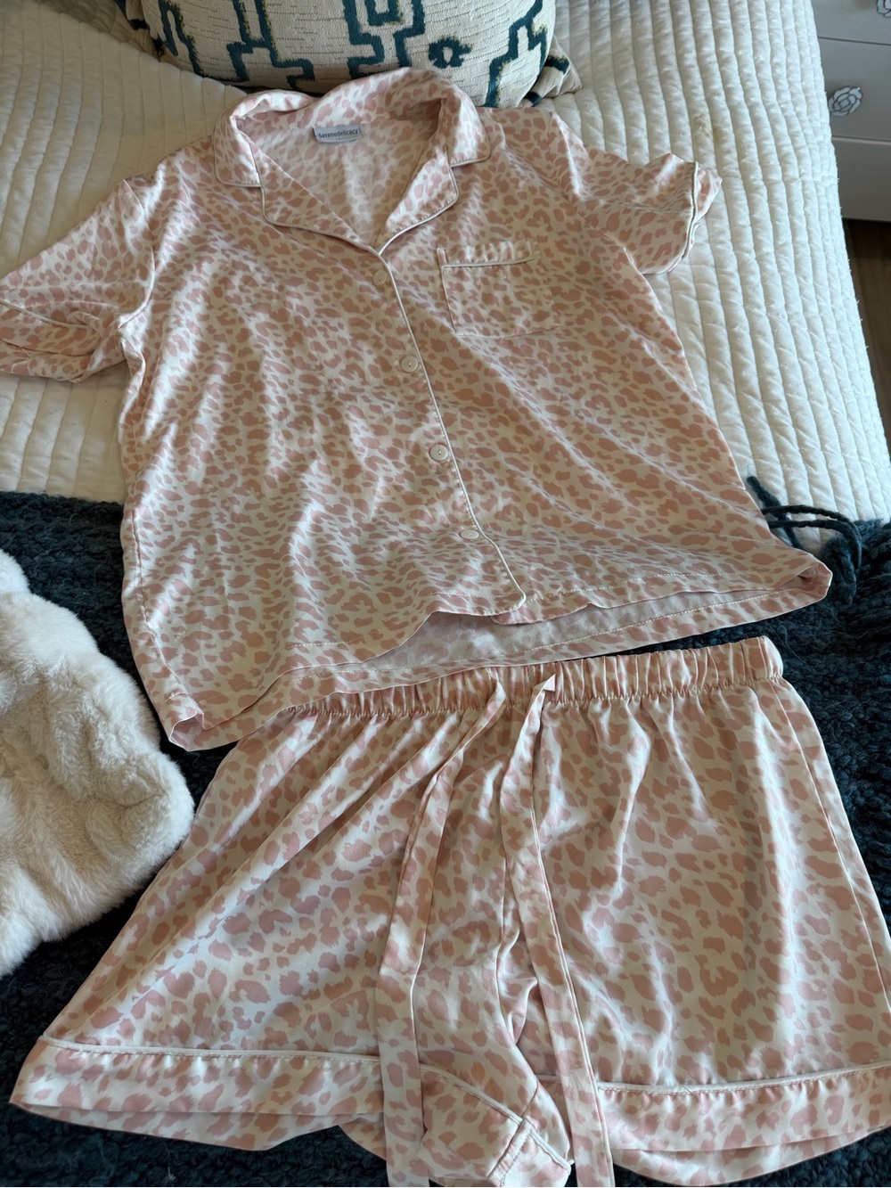 Women's Pink Leopard Print Short PJ Set
